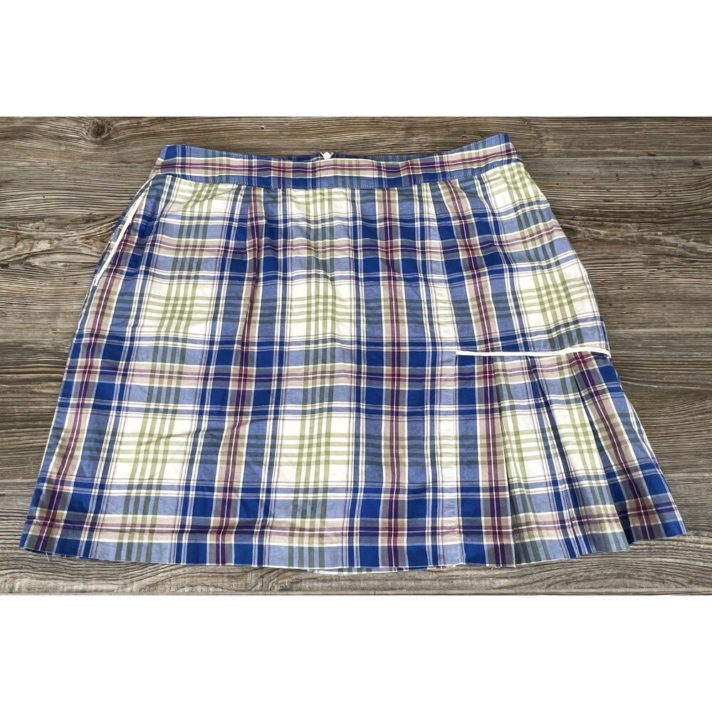 Peter Millar Women's Skort Skirt Sz 12 Blue Plaid Golf Tenniscore Pickleball‎